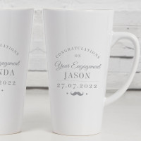 personalised His and Hers Engagement Double Latte Mugs