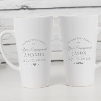 personalised His and Hers Engagement Double Latte Mugs