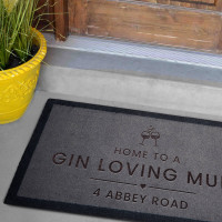 personalised Gin Loving Mum Grey Doormat