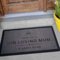 personalised Gin Loving Mum Grey Doormat