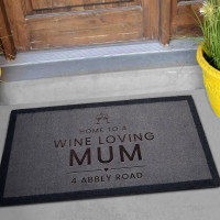 personalised Wine Loving Mum Grey Doormat