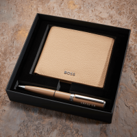 Hugo Boss Camel Ballpoint Pen & Wallet