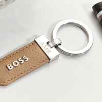Hugo Boss Classic Camel Grained Key Ring 