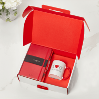 Valentine's Red Castelli Notebook, Pen & Initial Mug Gift Set