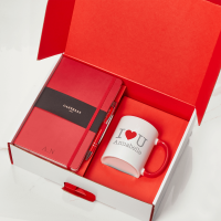 Valentine's Red Castelli Notebook, Pen & Initial Mug Gift Set