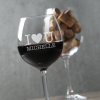 I Heart U Simple 480ml Allegro Wine Glass