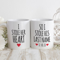 personalised i stole his last name matching mugs