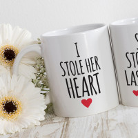 personalised i stole his last name matching mugs