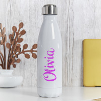 Personalised White Water bottle Ornate