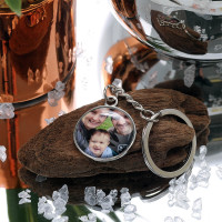 personalised Round Silver Photo Keyring