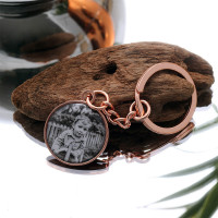 personalised Round Rose Gold Photo Keyring