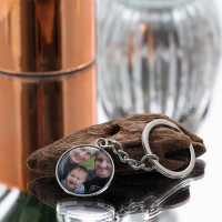 personalised Round Silver Photo Keyring