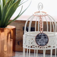 personalised Round Rose Gold Photo Keyring