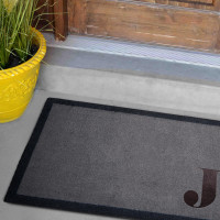 personalised Corner Initial Grey Doormat