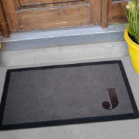 personalised Corner Initial Grey Doormat