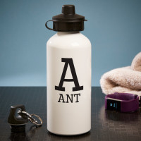 personalised initial white water bottle