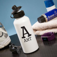 personalised initial white water bottle