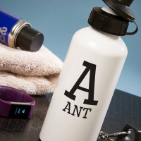 personalised initial white water bottle