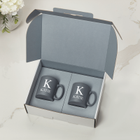 Initial Name Grey Inner Mugs Gift Set
