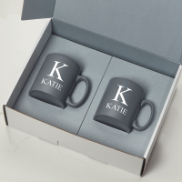 Initial Name Grey Inner Mugs Gift Set
