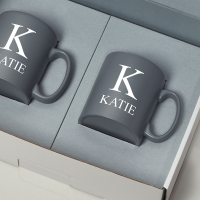 Initial Name Grey Inner Mugs Gift Set