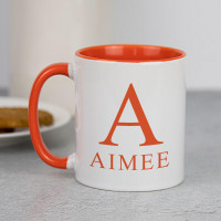 personalised orange two tone mug