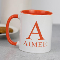 personalised orange two tone mug