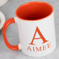 personalised orange two tone mug