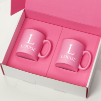 Initial Name Pink Inner Mugs Gift Set