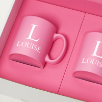 Initial Name Pink Inner Mugs Gift Set