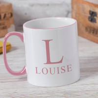 personalised Initial Name Two Tone Mug Pink