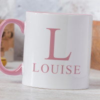 personalised Initial Name Two Tone Mug Pink
