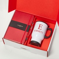Red Castelli Notebook, Pen & White Water Bottle Gift Set