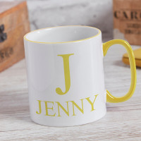 personalised Initial Name Two Tone Mug Yellow