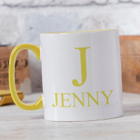 personalised Initial Name Two Tone Mug Yellow