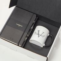 Initial Name Black Castelli With Pen & Two Tone Blue Mug