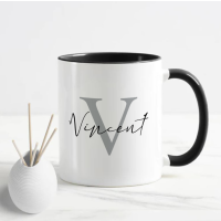 Black Inner Initial Name Durham Mug