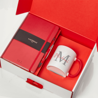 Initial Name Red Castelli With Pen & Two Tone Red Mug