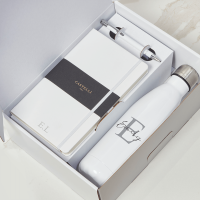 Black Castelli Notebook, Pen & White Water Bottle Gift Set