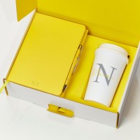 Yellow Castelli Notebook, Pen & White Water Bottle Gift Set
