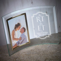 Personalised Bevelled Glass Crescent Frame for 6x4" Photo