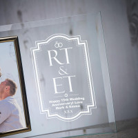 Personalised Bevelled Glass Crescent Frame for 6x4" Photo