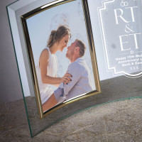 Personalised Bevelled Glass Crescent Frame for 6x4" Photo