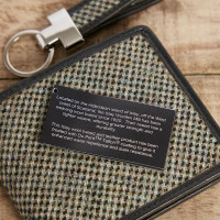 personalised Grey Tweed Wallet and Key Ring Set