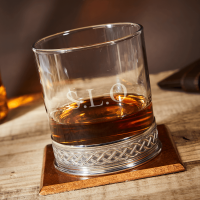 English Pewter Celtic Glass Whisky Tumbler
