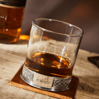 English Pewter Celtic Glass Whisky Tumbler