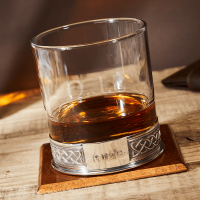 English Pewter Celtic Glass Whisky Tumbler
