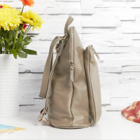 personalised Leather Backpack Shoulder Bag Khaki