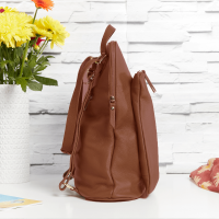personalised Leather Backpack Shoulder Bag Brown