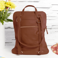 personalised Leather Backpack Shoulder Bag Brown